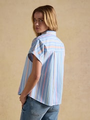 Joules Kiera Blue Stripe Short Sleeve Relaxed Fit Shirt - Image 5 of 13