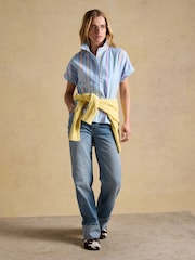 Joules Kiera Blue Stripe Short Sleeve Relaxed Fit Shirt - Image 6 of 13