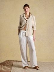 Joules Anna Tan Stripe Long Sleeve Pure Linen Shirt - Image 3 of 7