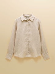 Joules Anna Tan Stripe Long Sleeve Pure Linen Shirt - Image 7 of 7