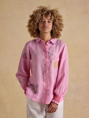 Joules Orla Pink Embroidered Icons Long Sleeve Shirt - Image 1 of 10