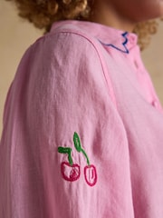 Joules Orla Pink Embroidered Icons Long Sleeve Shirt - Image 4 of 10