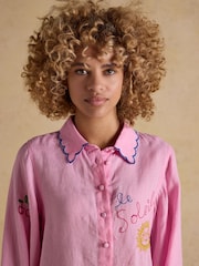 Joules Orla Pink Embroidered Icons Long Sleeve Shirt - Image 5 of 10