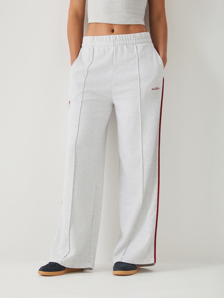 adidas Grey/Red Colourpop Wide Leg Trousers - Image 1 of 4 adidas Grey/Red Colourpop Wide Leg Trousers - Image 1 of 4