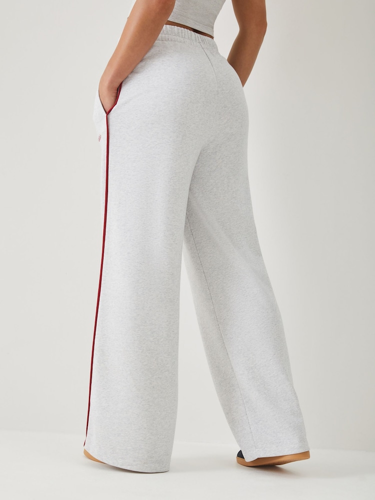 adidas Grey/Red Colourpop Wide Leg Trousers - Image 2 of 4 adidas Grey/Red Colourpop Wide Leg Trousers - Image 2 of 4