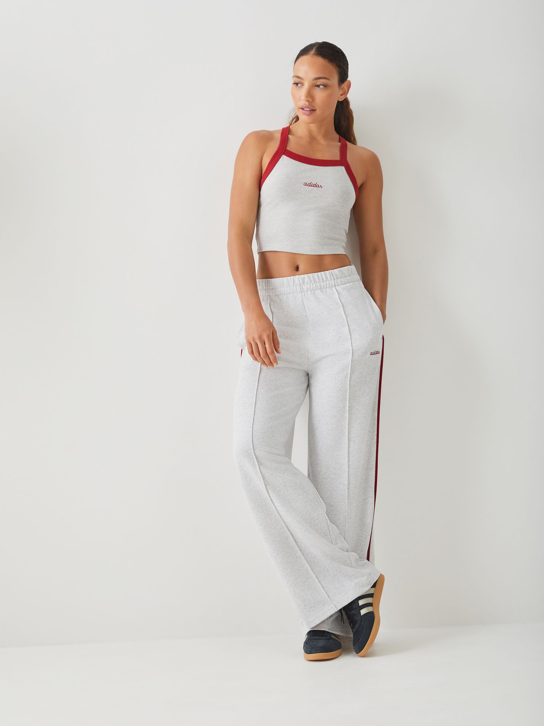 Buy adidas Grey/Red Colourpop Wide Leg Trousers from the Next UK