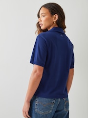 adidas Blue Seasonal Essentials Colorpop Polo Shirt With Embroidered Graphic - Image 3 of 4