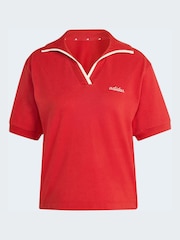 adidas Red Seasonal Essentials Colorpop Polo Shirt With Embroidered Graphic - Image 6 of 6