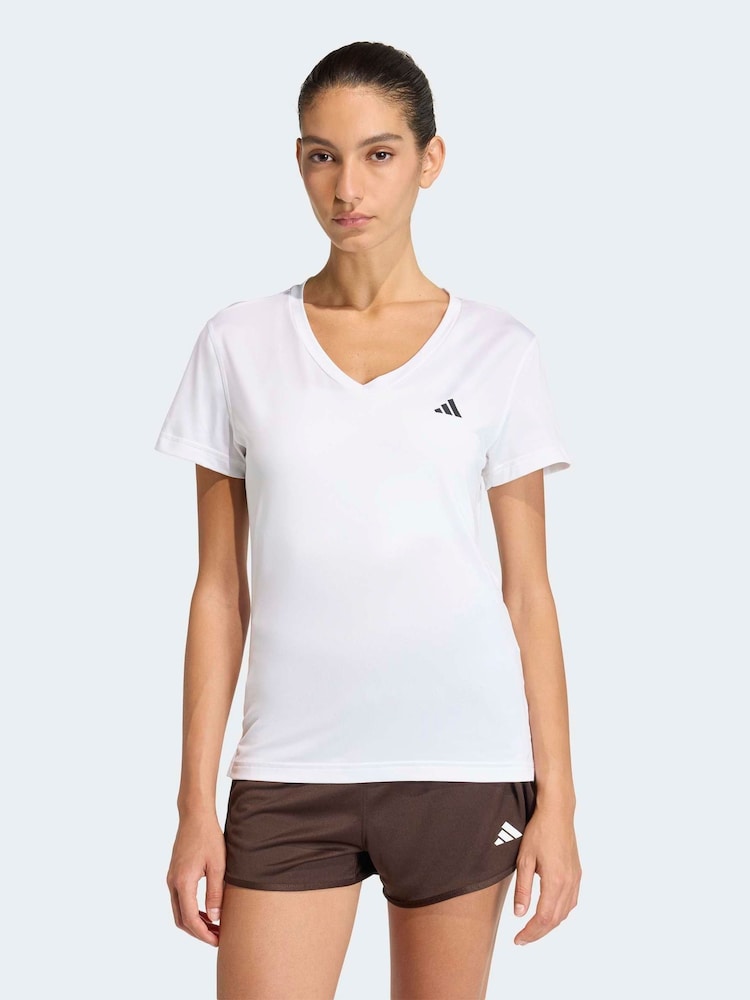 adidas White Workout Essentials V-Neck T-Shirt - Image 1 of 7 adidas White Workout Essentials V-Neck T-Shirt - Image 1 of 7