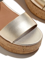 FitFlop Silver Platfforms Leather Cork Heeled Ankle Strap Sandals - Image 4 of 4