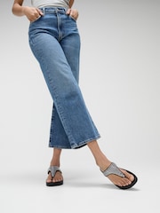 Preto - FitFlop Lulu Maxi Crystal Toe Post Black Sandals - Imagem 1 de 5
