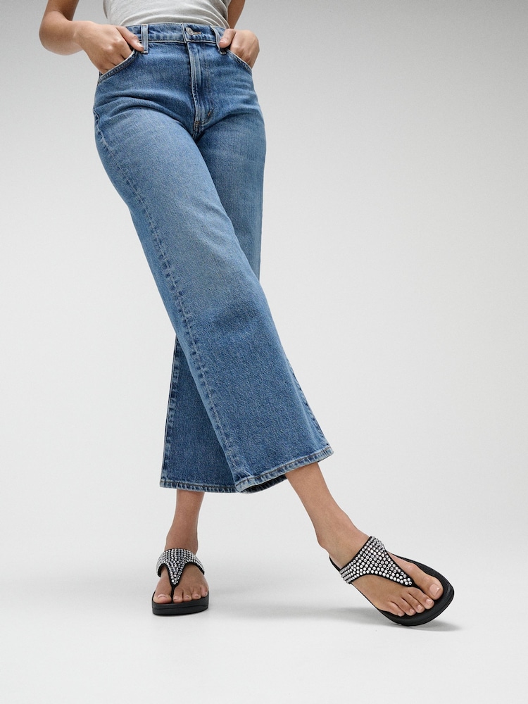 Preto - FitFlop Lulu Maxi Crystal Toe Post Black Sandals - Imagem 1 de 5