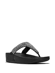 Preto - FitFlop Lulu Maxi Crystal Toe Post Black Sandals - Imagem 3 de 5