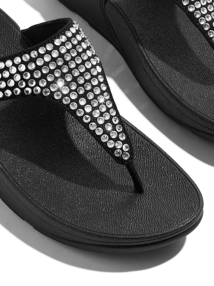 Preto - FitFlop Lulu Maxi Crystal Toe Post Black Sandals - Imagem 5 de 5