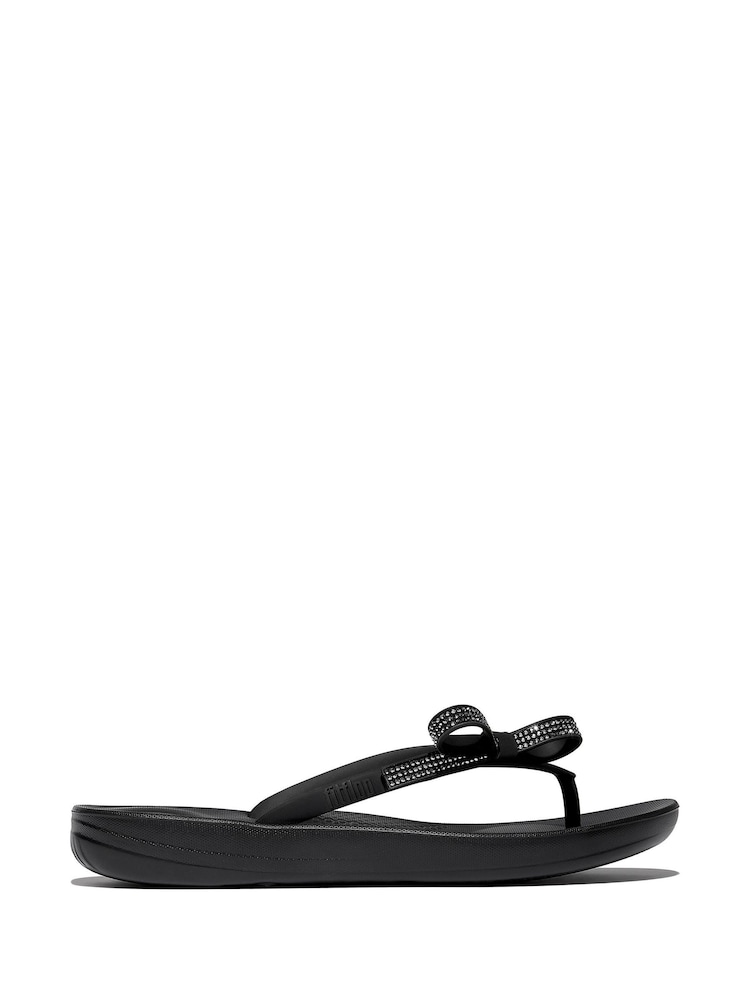 FitFlop iQushion Glitz Bow Black Sandals - Image 2 of 5