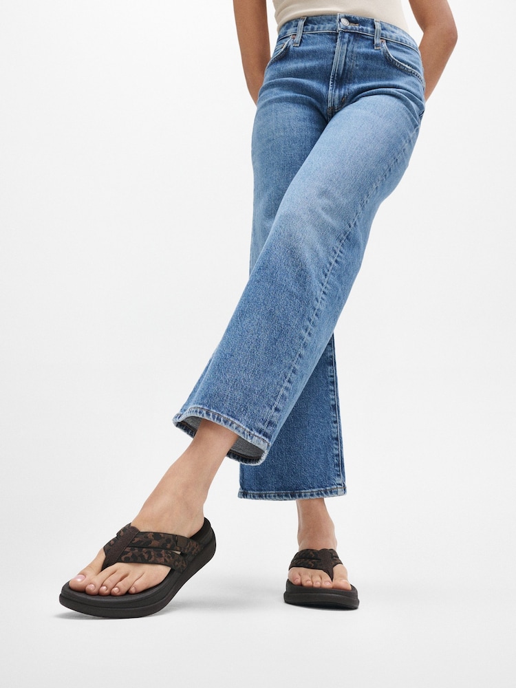 FitFlop F Mode Go Leopard Print Webbing Strappy Sandals - Image 1 of 5