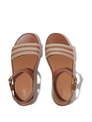 Castanho - FitFlop Platfforms V-Weave Leather Heeled Black Sandals - Imagem 4 de 5