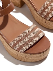 Castanho - FitFlop Platfforms V-Weave Leather Heeled Black Sandals - Imagem 5 de 5