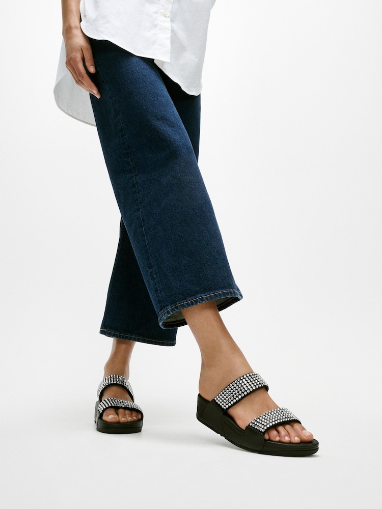FitFlop Lulu Maxi Crystal Two Bar Slides - Image 1 of 4 FitFlop Lulu Maxi Crystal Two Bar Slides - Image 1 of 4