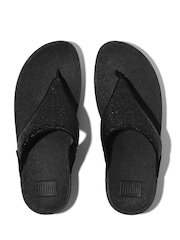 FitFlop Lulu Square Chain Leather Toe Post Black Sandals - Image 3 of 4