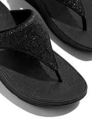 FitFlop Lulu Square Chain Leather Toe Post Black Sandals - Image 4 of 4