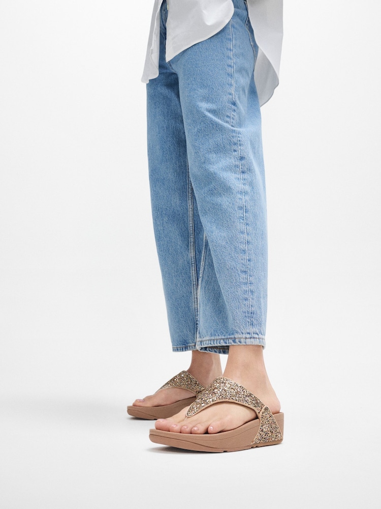 FitFlop Cream Lulu Multi Tonal Glitter Toe Post Sandals - Image 1 of 5