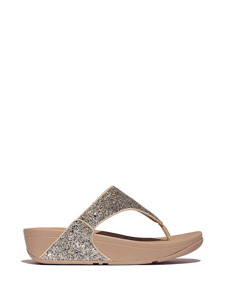 FitFlop Cream Lulu Multi Tonal Glitter Toe Post Sandals - Image 2 of 5