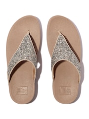 FitFlop Cream Lulu Multi Tonal Glitter Toe Post Sandals - Image 4 of 5
