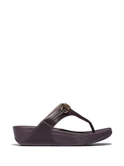 FitFlop Lulu Square Chain Leather Toe Post Black Sandals - Image 2 of 5