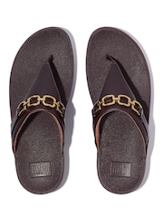 FitFlop Lulu Square Chain Leather Toe Post Black Sandals - Image 4 of 5