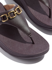 FitFlop Lulu Square Chain Leather Toe Post Black Sandals - Image 5 of 5