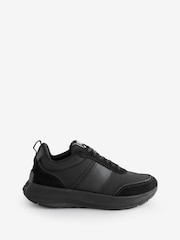 FitFlop F-Mode Flow Fabric Suede Leather Flatform Black Sneakers - Image 1 of 1