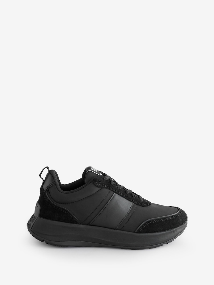 FitFlop F-Mode Flow Fabric Suede Leather Flatform Black Sneakers - Image 1 of 1 FitFlop F-Mode Flow Fabric Suede Leather Flatform Black Sneakers - Image 1 of 1