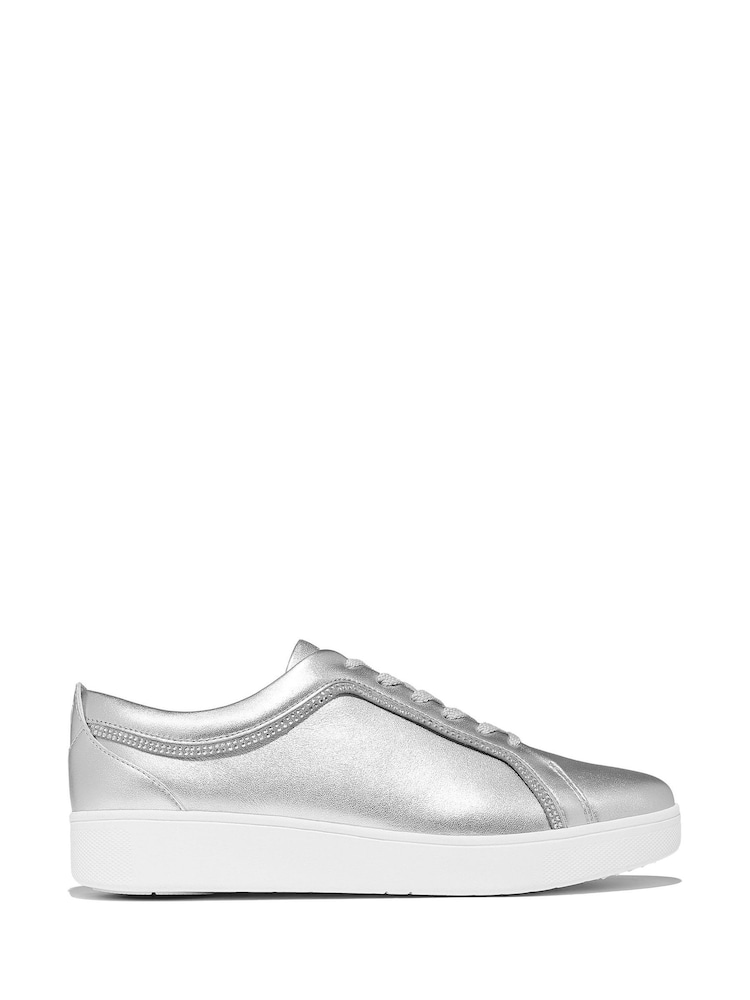 FitFlop Rally Crystal Trim Leather Sneakers - Image 2 of 4