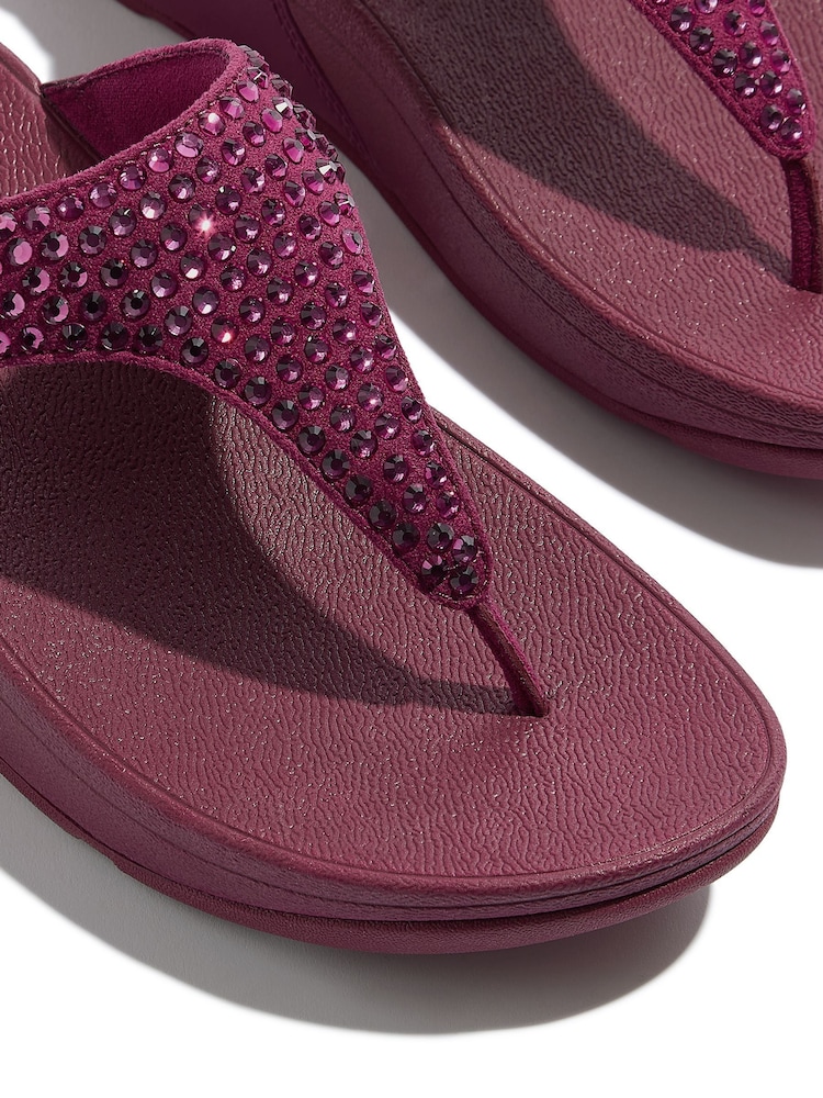 FitFlop Red Lulu Maxi Crystal Toe Post Sandals - Image 4 of 4