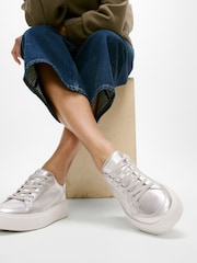 FitFlop Silver RTG Leather Sneakers - Image 1 of 5