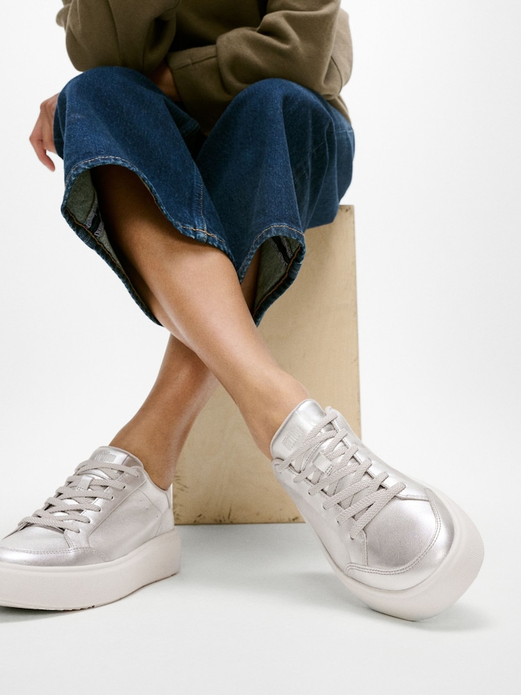 FitFlop Silver RTG Leather Sneakers - Image 1 of 5