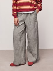 Black/Cream Gingham Wide Leg Trousers - Image 1 of 8