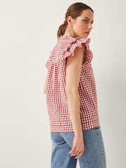 Monsoon Red Greta Embroidered Gingham Top - Image 2 of 4