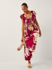 Monsoon Red Amisha Short Sleeve Jumpsuit - Image 1 of 4
