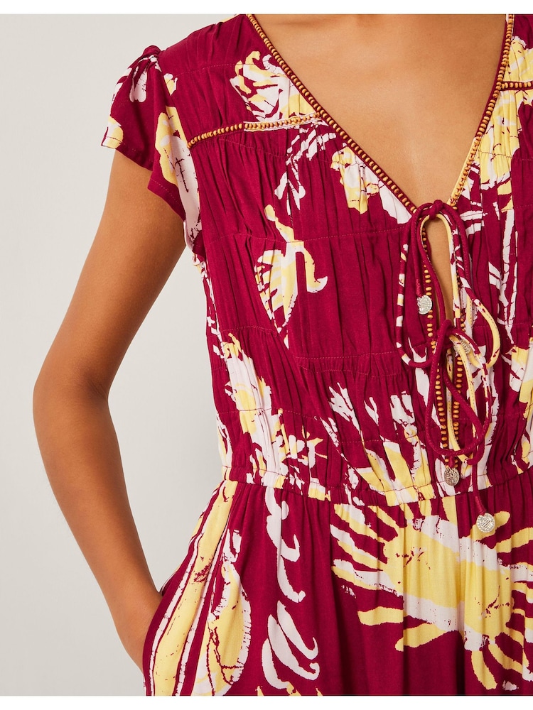 Monsoon Red Amisha Short Sleeve Jumpsuit - Image 4 of 4