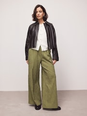 Green/Navy Gingham Wide Leg Trousers - Image 1 of 7
