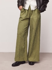 Green/Navy Gingham Wide Leg Trousers - Image 2 of 7