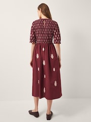 Monsoon Red Laurie Floral Print Smocked Midi Dress - Image 2 of 3