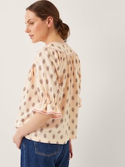 Monsoon Natural Laurie Floral Print Jersey Top - Image 3 of 4