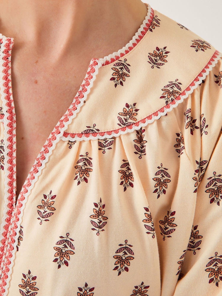 Monsoon Natural Laurie Floral Print Jersey Top - Image 4 of 4