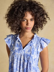 Blue Toile - Joules Nolan Sleeveless Tie Neck Blouse - Bild 8 von 9