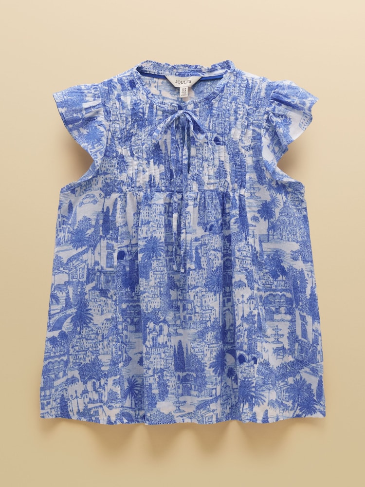Blue Toile - Joules Nolan Sleeveless Tie Neck Blouse - Bild 9 von 9