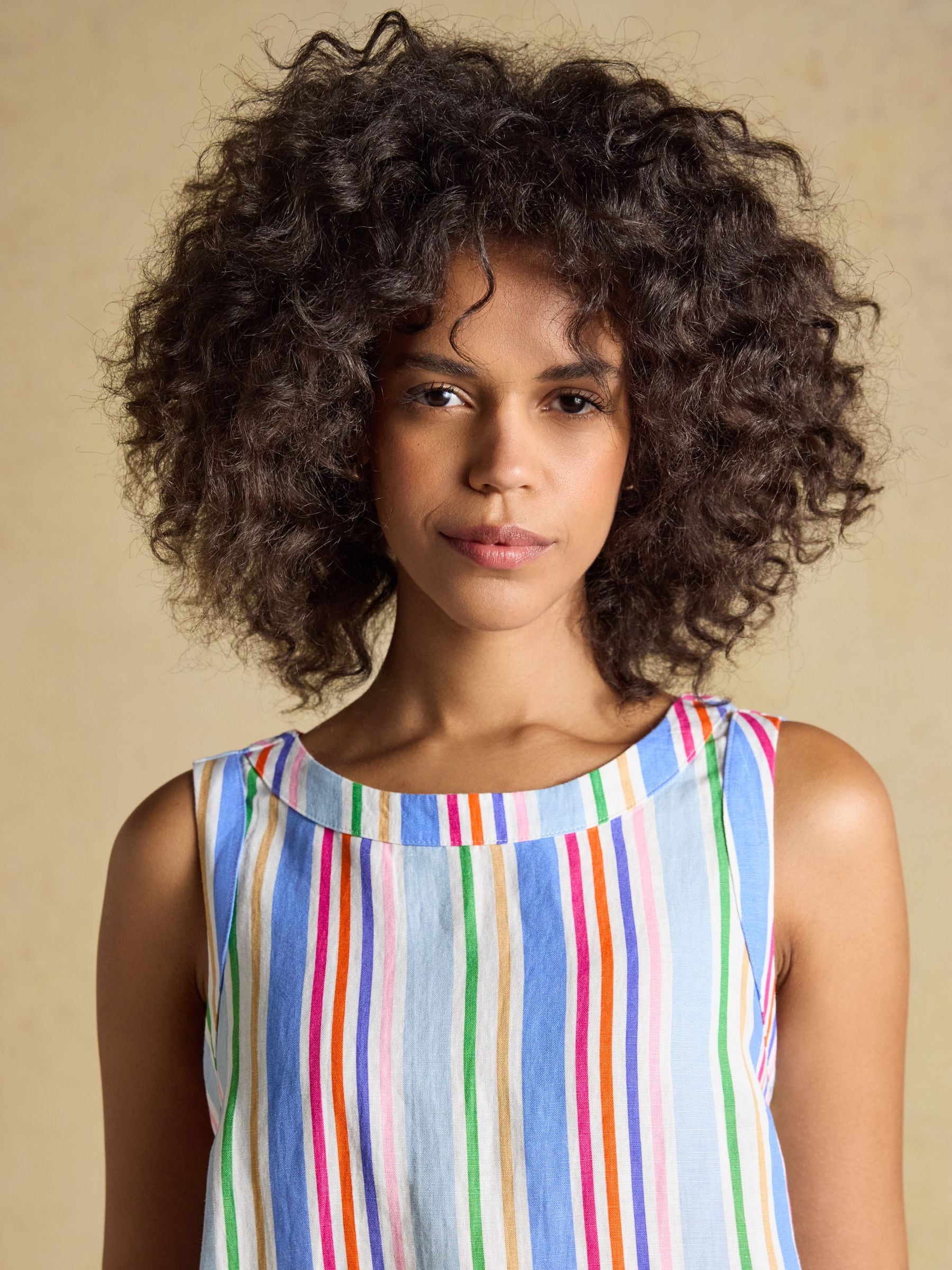 Buy Joules Cove Multi Striped Round Neck Sleeveless Top with Linen