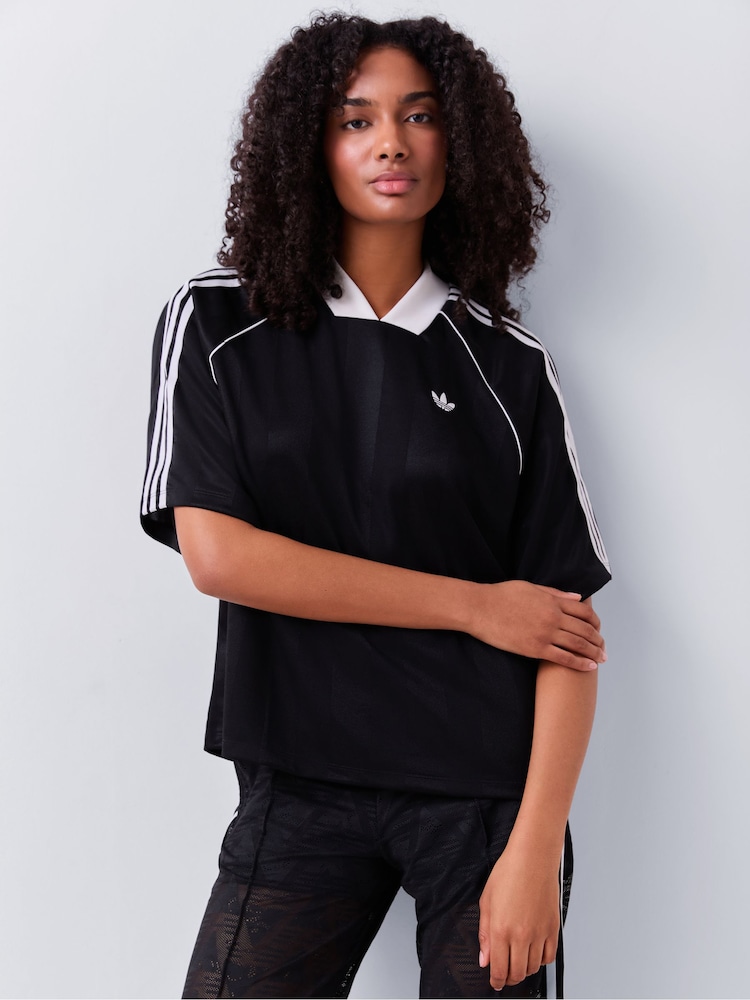 adidas Originals Black 3-Stripes Jaquard T-Shirt - Image 1 of 5
